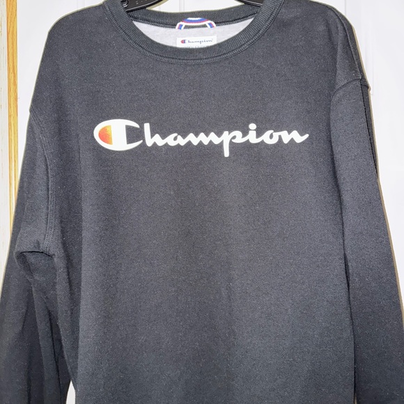Champion Black Sweatshirt with Gray Lining - Picture 1 of 5